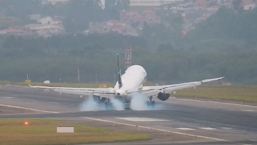 camera-flagra-imagem-impressionante-de-aviao-pousando-de-lado-em-guarulhos;-veja