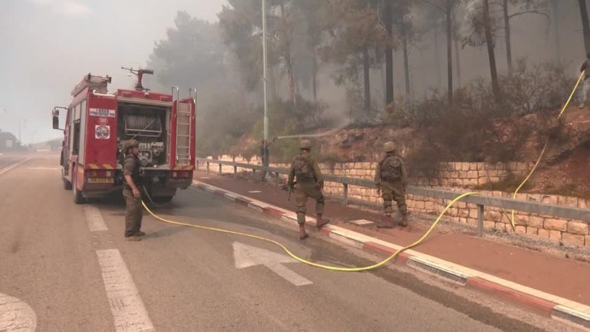 israel-intercepta-foguetes-do-hezbollah;-bombeiros-apagam-incendios-no-norte