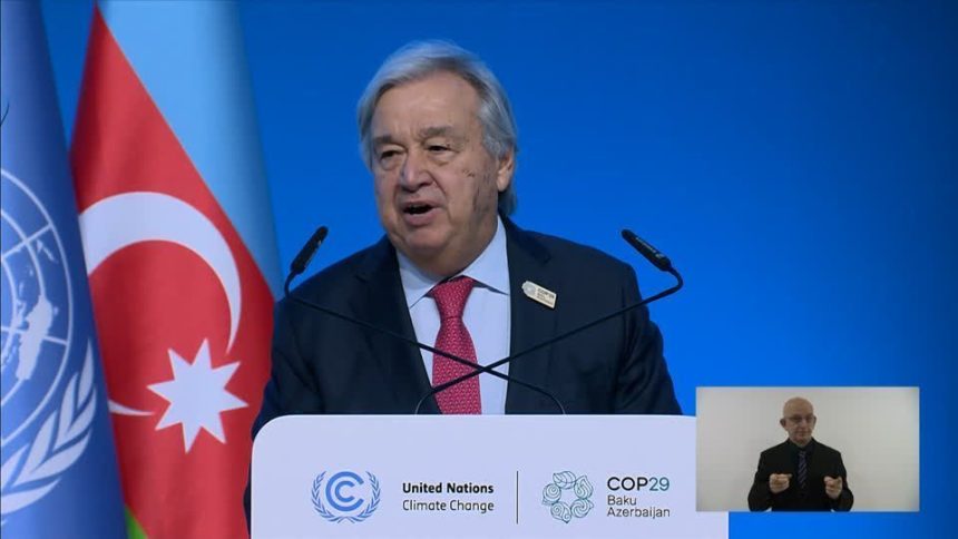 “pague-ou-enfrente-o-desastre-do-clima”,-diz-chefe-da-onu-na-cop29