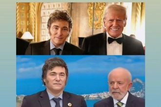 milei-compartilha-meme-comparando-encontro-com-lula-e-com-trump