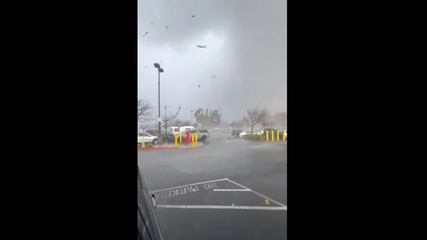 tornado-atinge-parque-de-estacionamento-nos-eua-e-faz-4-feridos;-veja