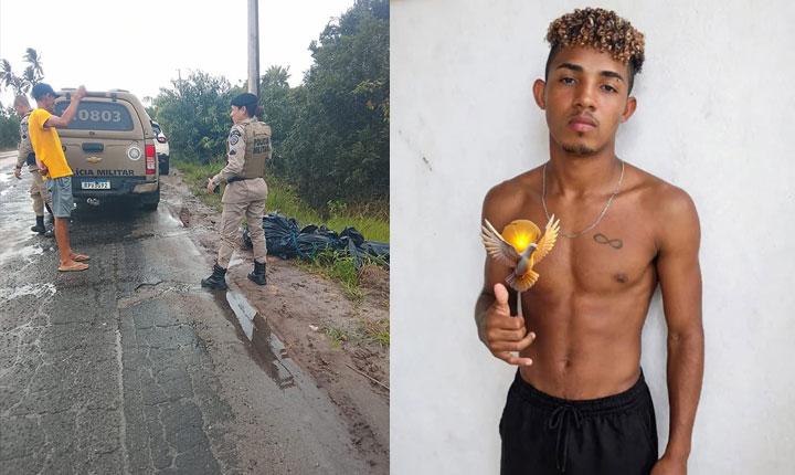 corpo-de-jovem-de-20-anos-e-encontrado-enrolado-lona-em-plastica-as-margens-da-ba-001,-em-belmonte;-veja-as-imagens