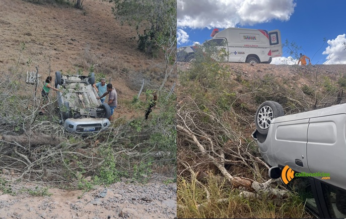 motorista-perde-controle,-carro-desce-ribanceira-e-capota-na-ba-120-entre-coite-e-riachao