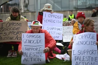 varios-detidos-em-acao-pro-palestina-durante-congresso-de-trabalhistas