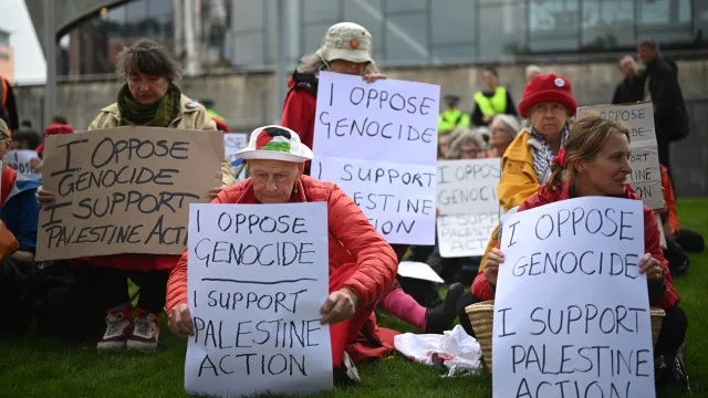 varios-detidos-em-acao-pro-palestina-durante-congresso-de-trabalhistas